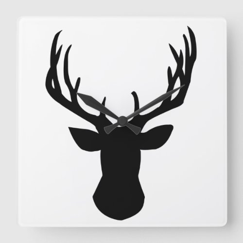 Wall Clock _ Stag Deer Head Black and White