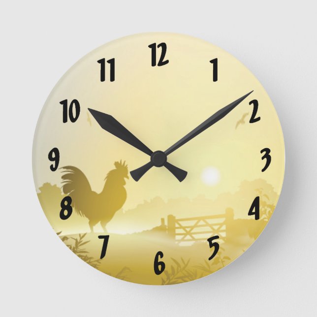 Wall Clock Sunny Morning Farm Country Rustic Sunri (Front)