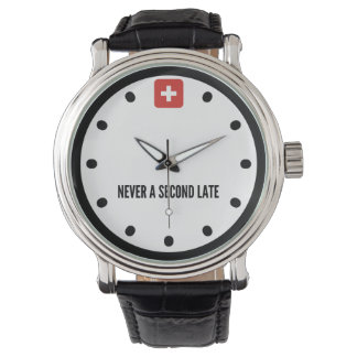 Wall Clock Swiss Design Never a Second Late Watch