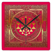 Wall Clock symbol geometry square mandala yoga