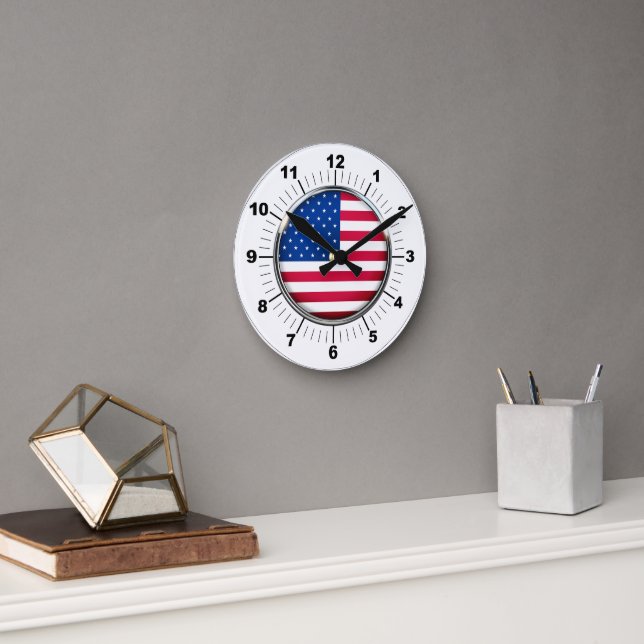 Wall Clock,  USA 8" Round Acrylic Clock (Office)