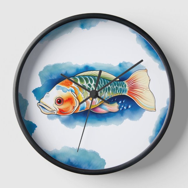 Wall Clock - Watercolor Series: Koi Fish (Front)