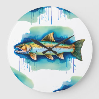 Wall Clock - Watercolor Series: Trout/Salmon