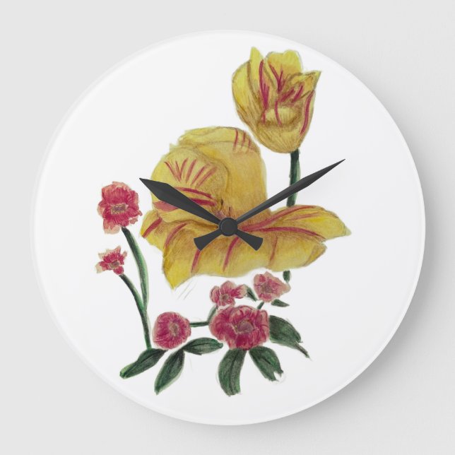 Wall Clock Watercolour Flower Design (Front)