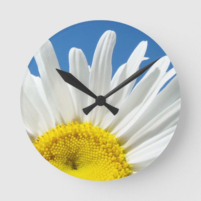 Wall Clock White Daisy flower Designer custom (Front)