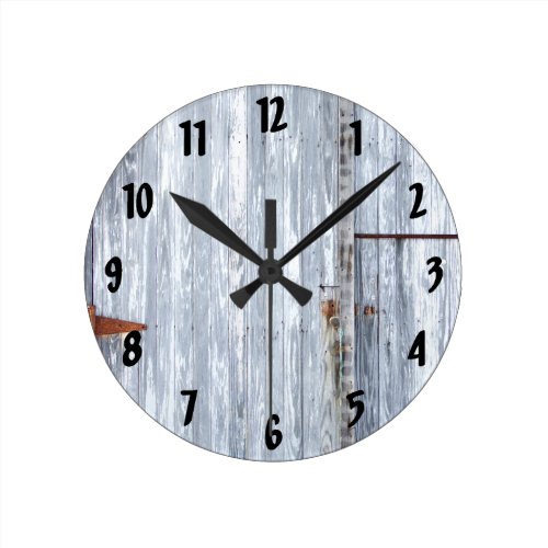 Wall Clock White Wash Wood Barn Door Country Rusti
