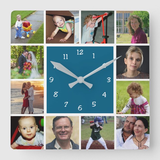 Wall Clock with 12 personal photos (Front)