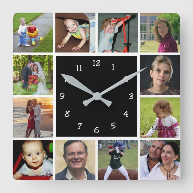 Wall Clock with 12 personal photos (Front)