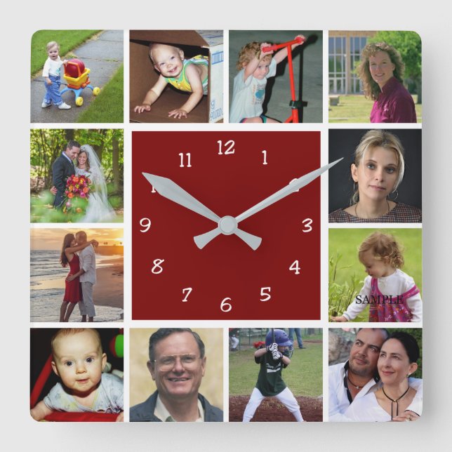 Wall Clock with 12 personal photos (Front)