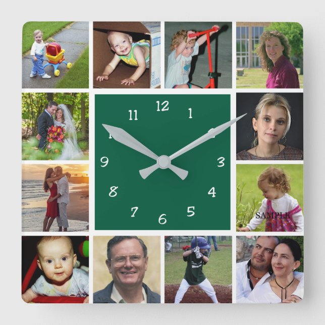 Wall Clock with 12 personal photos (Front)