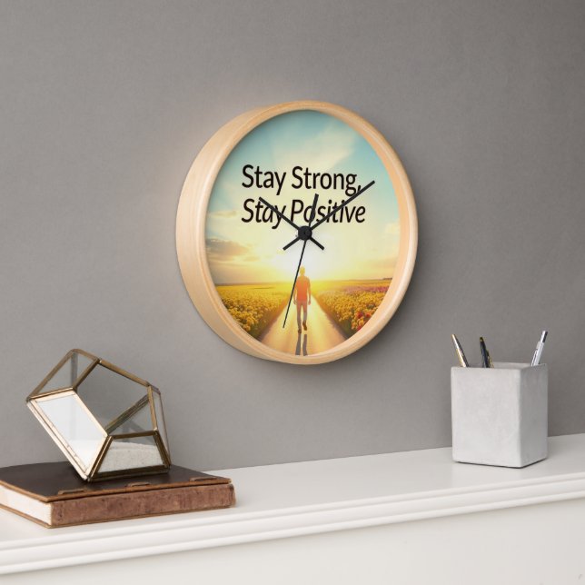 Wall Clock with a Positive Desig "Stay Strong" (Office)