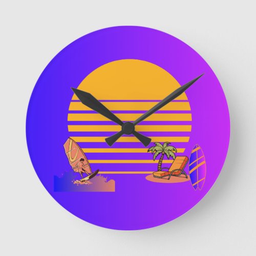 Wall Clock with Beach vibes and sun