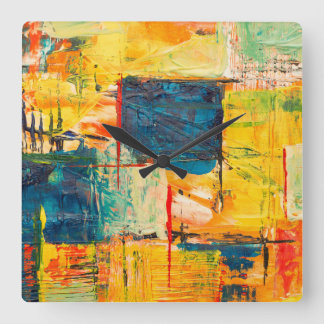Wall clock with colorful abstract design