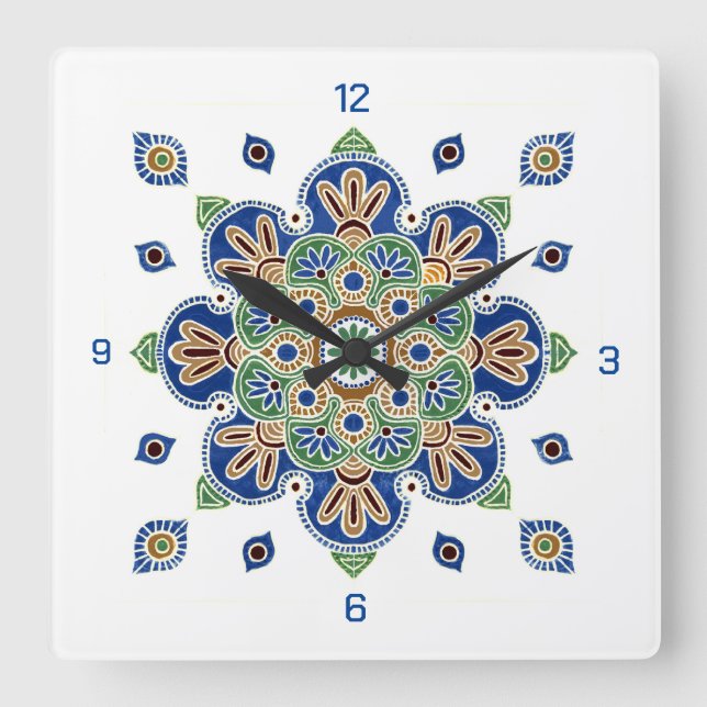 Wall Clock with Colorful Medallion design (Front)