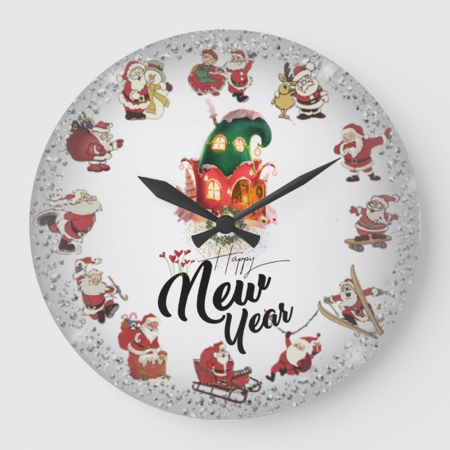 Wall Clock with Dad Noel Silver (Front)