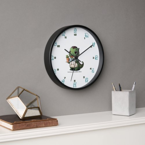 Wall Clock with Dancing Dinos Clock face