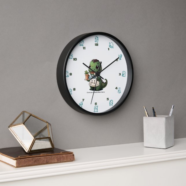 Wall Clock with Dancing Dinos Clock face (Office)
