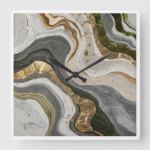 Wall clock with dreamy green marble design