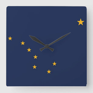 Wall Clock with Flag of Alaska, USA