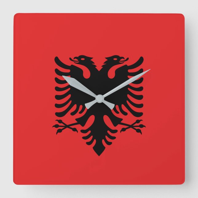 Wall Clock with Flag of Albania (Front)