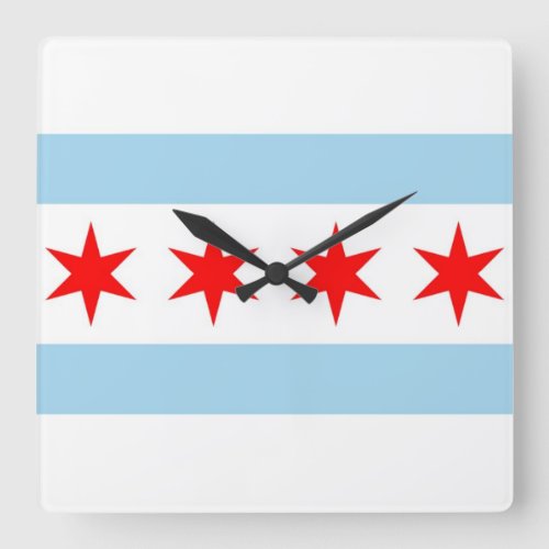 Wall Clock with Flag of Chicago Illinois USA