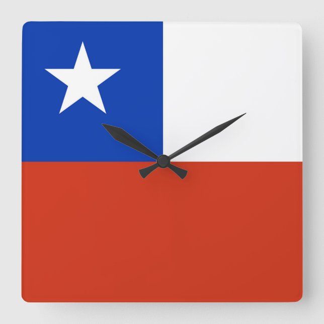 Wall Clock with Flag of Chile (Front)