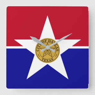 Wall Clock with Flag of Dallas City, USA