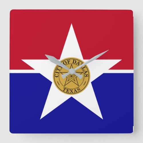 Wall Clock with Flag of Dallas City USA