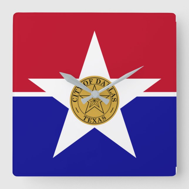 Wall Clock with Flag of Dallas City, USA (Front)