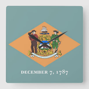 Wall Clock with Flag of Delaware, USA