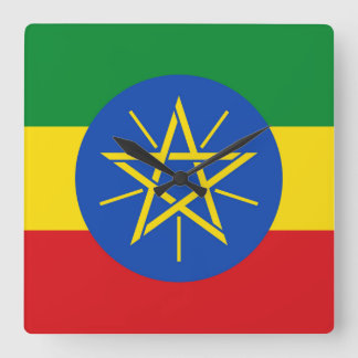 Wall Clock with Flag of Ethiopia