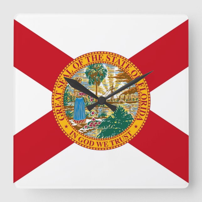 Wall Clock with Flag of Florida, USA (Front)