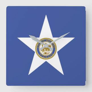 Wall Clock with Flag of Houston City, USA