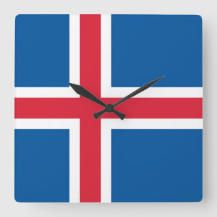 Wall Clock with Flag of Iceland