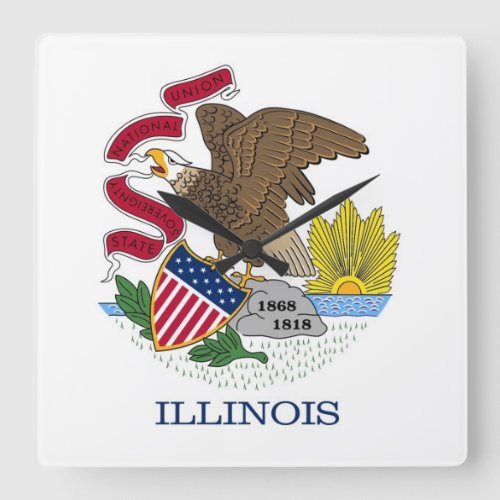 Wall Clock with Flag of Illinois USA