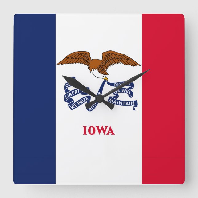 Wall Clock with Flag of Iowa, USA (Front)