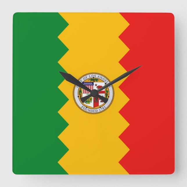 Wall Clock with Flag of Los Angeles, California (Front)