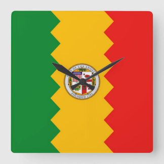 Wall Clock with Flag of Los Angeles, California