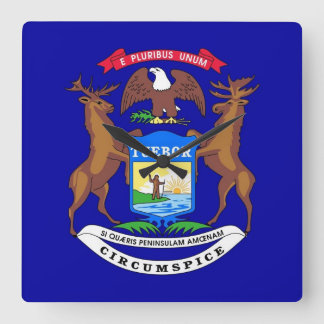 Wall Clock with Flag of Michigan, USA
