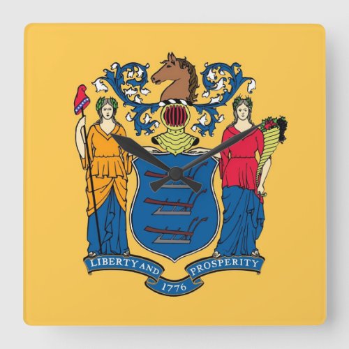 Wall Clock with Flag of New Jersey USA