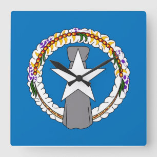 Wall Clock with Flag of Northern Mariana Islands