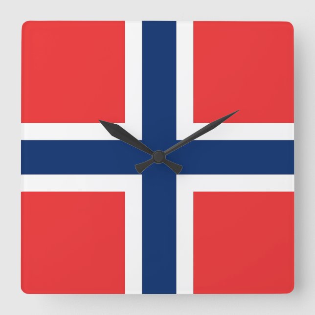 Wall Clock with Flag of Norway (Front)