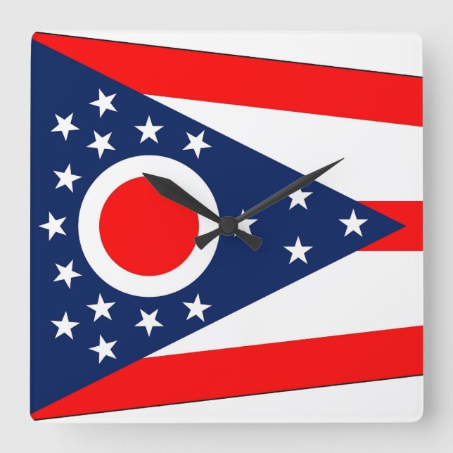 Wall Clock with Flag of Ohio, USA (Front)