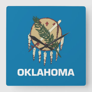 Wall Clock with Flag of Oklahoma, USA