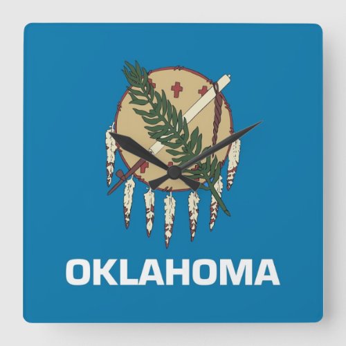 Wall Clock with Flag of Oklahoma USA