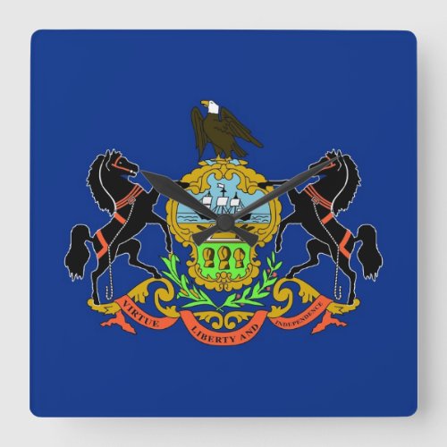 Wall Clock with Flag of Pennsylvania USA