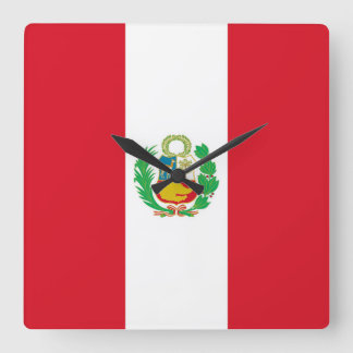 Wall Clock with Flag of Peru