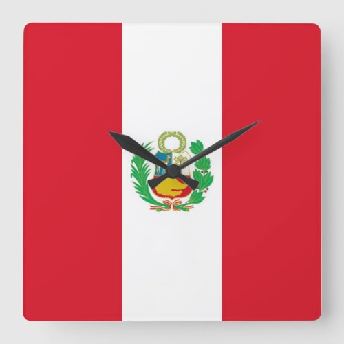 Wall Clock with Flag of Peru