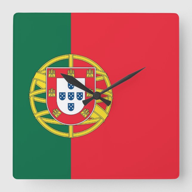 Wall Clock with Flag of Portugal (Front)