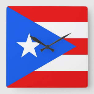 Wall Clock with Flag of Puerto Rico, USA